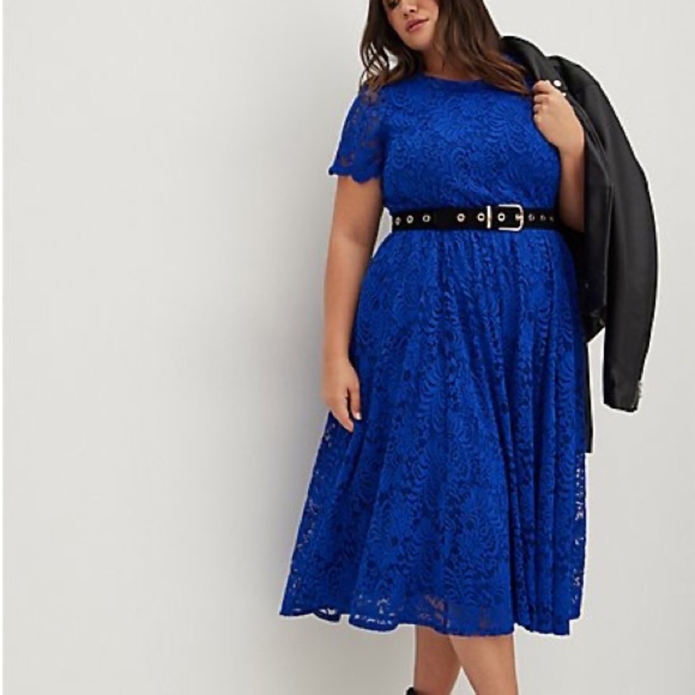 Torrid Fit & Flare Midi Dress - Lace Blue